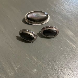 Beautiful clip on earrings and brooch